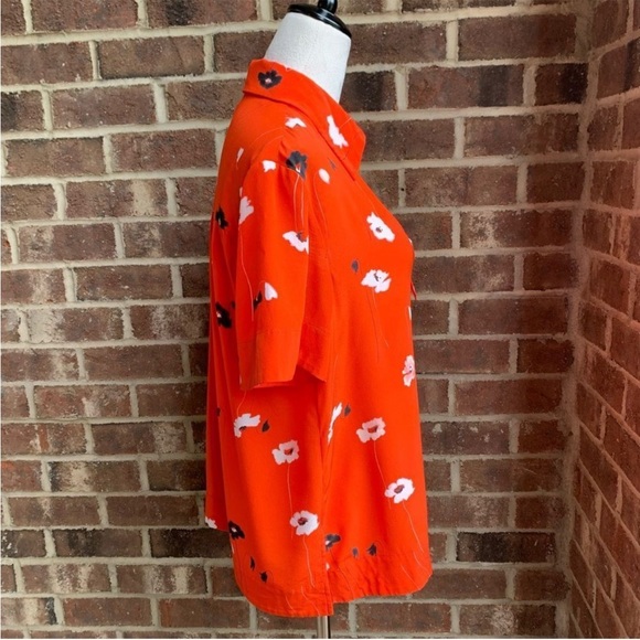 Jason Wu Top 2 Floral Collared Silk Shirt Red - Picture 6 of 13